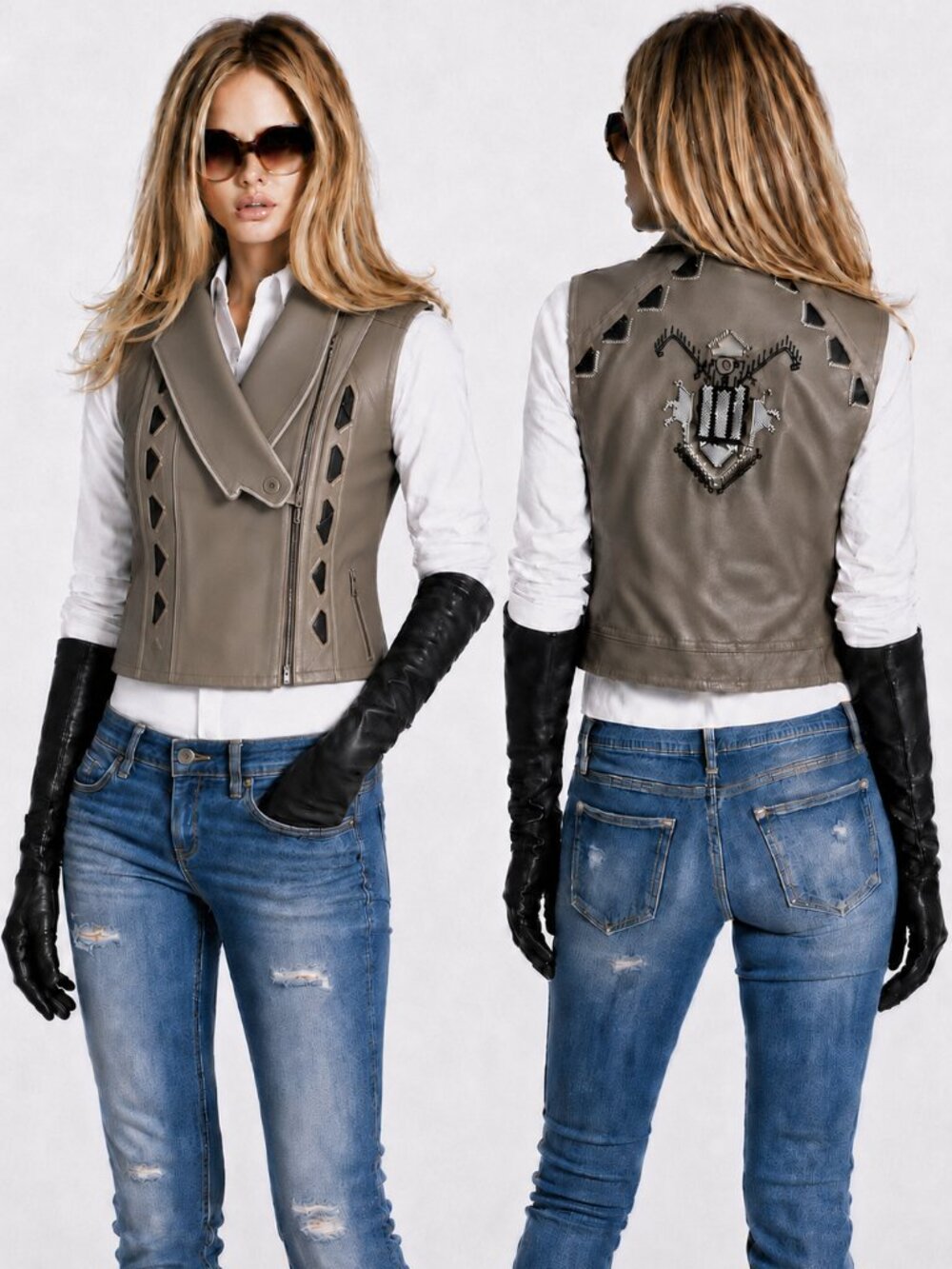 💥KILLER DEGIN💥 Embroidered Genuine Leather Vest